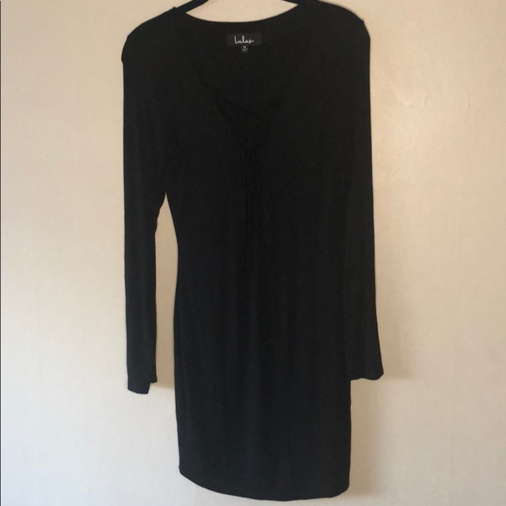 Lulu’s LBD Black Dress Long Sleeves Medium